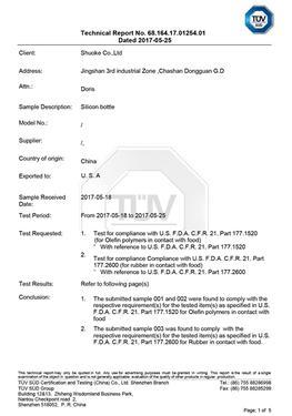 Relatório de teste de FDA para garrafa de água esportiva em vidro com capa de silicone