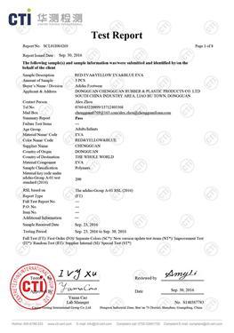 Relatório de teste ambiental vermelho, amarelo e azul da EVA